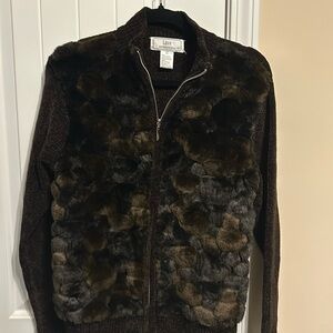 lisa international Vintage  faux fur Zip Sweater  Mob Wife